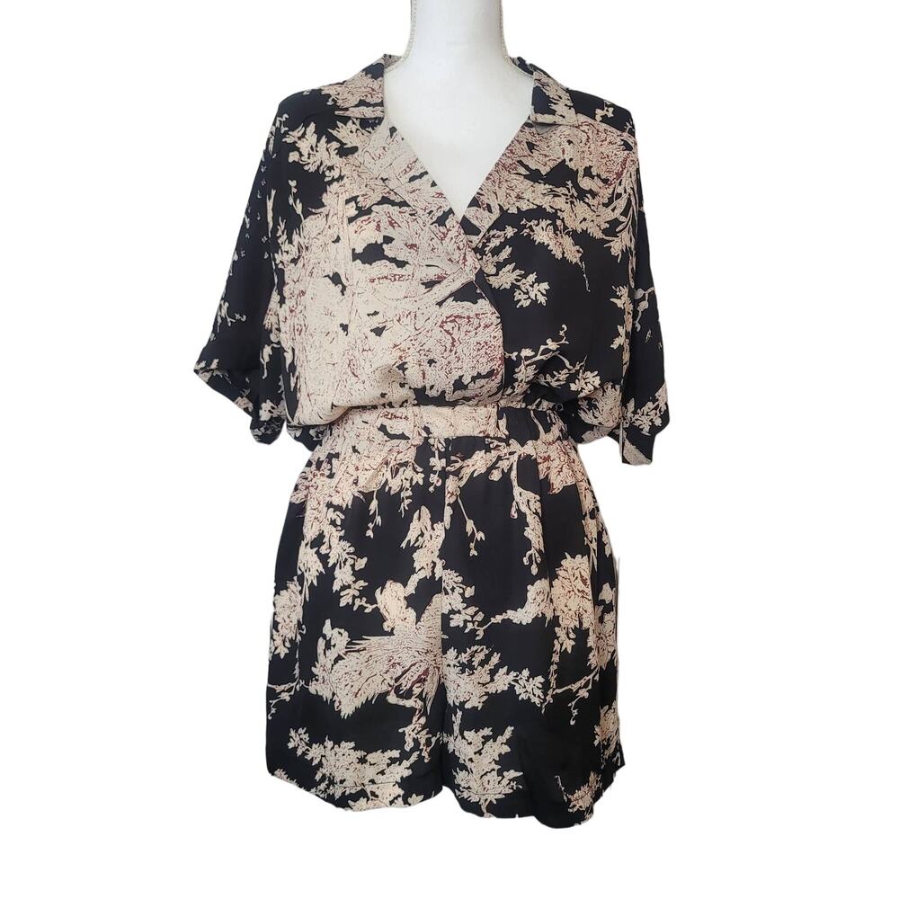 Bishop+Young Floral Romper Black Beige Vintage Boho Chic Size S - Picture 4 of 4